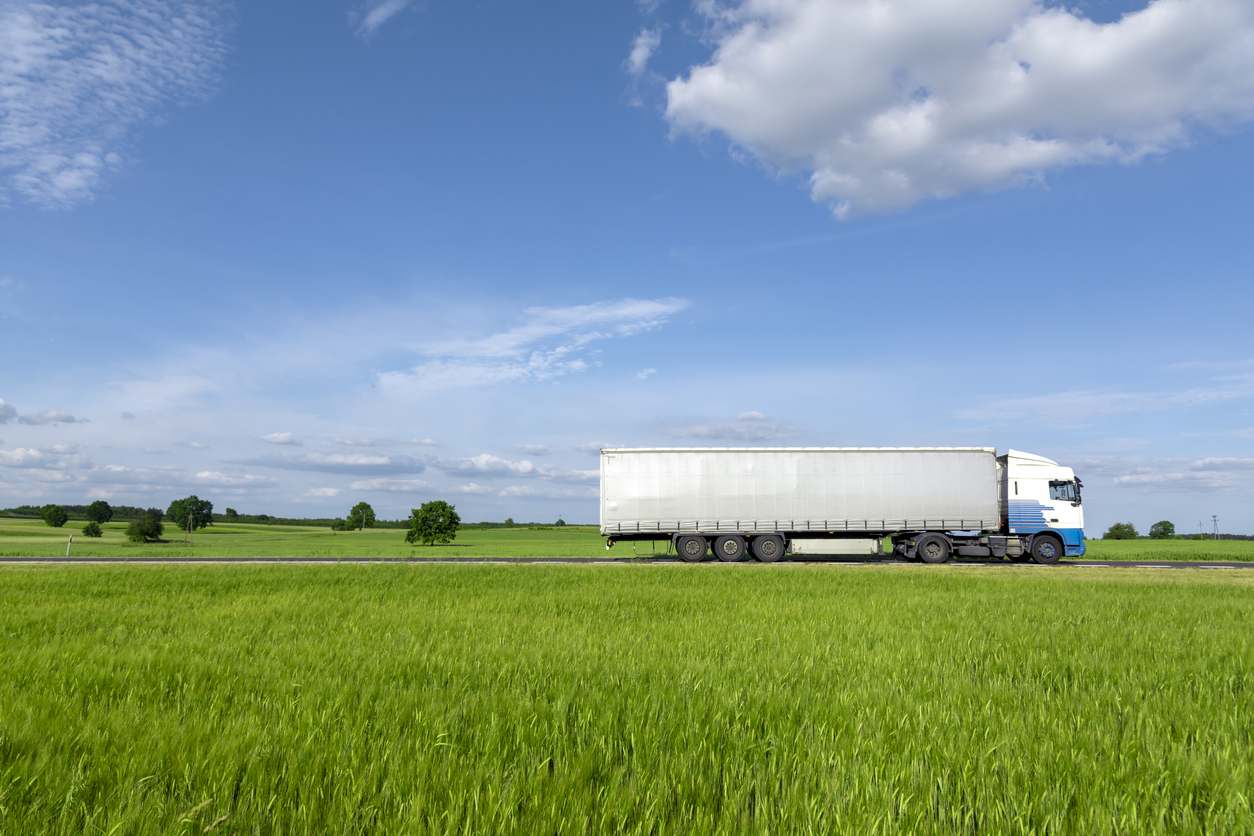 Transportation truck driving on the road