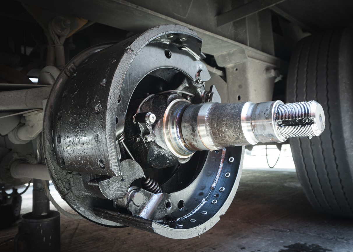 Brake pads of a truck trailer for repairing to change.